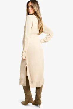 Midi Dresses|Jumper Dresses*boohoo Maternity Crew Neck Jumper Midi Dress stone