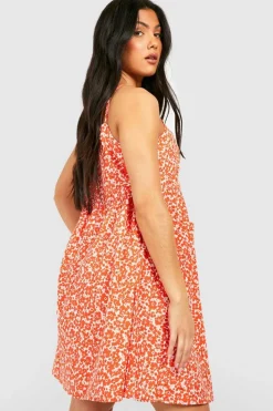 Smock Dresses*boohoo Maternity Floral Button Pocket Smock Dress coral
