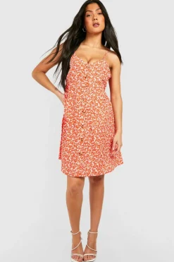 Smock Dresses*boohoo Maternity Floral Button Pocket Smock Dress coral