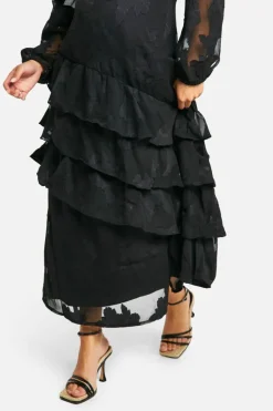 Midi Dresses*boohoo Maternity Floral Jacquard Midi Dress black