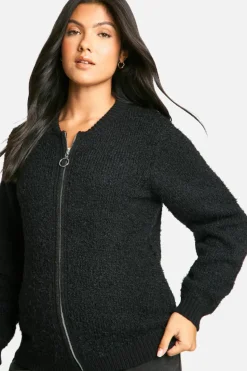 Cardigans*boohoo Maternity Knitted Bomber Jacket black