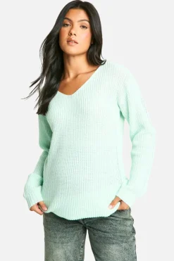 Jumpers*boohoo Maternity Knitted V Neck Jumper mint