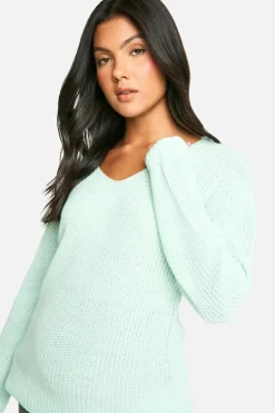 Jumpers*boohoo Maternity Knitted V Neck Jumper mint
