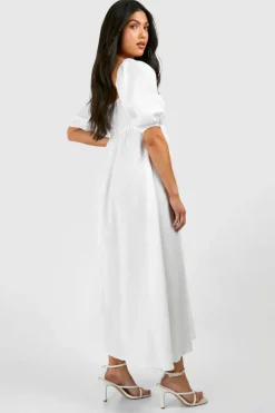 Midi Dresses*boohoo Maternity Linen Look Milk Maid Midi Dress white