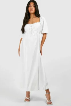Midi Dresses*boohoo Maternity Linen Look Milk Maid Midi Dress white