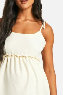 Smock Dresses*boohoo Maternity Linen Look Strappy Mini Smock Dress white