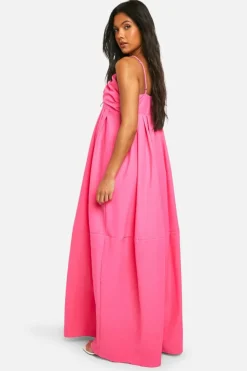 Smock Dresses*boohoo Maternity Linen Look Strappy Maxi Dress bright pink