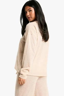 Oversized Jumpers|Jumpers*boohoo Maternity Lounge Soft Textured Oversized V Neck Jumper stone