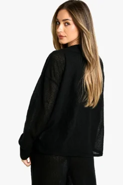 Jumpers|Oversized Jumpers*boohoo Maternity Lounge Soft Textured Oversized V Neck Jumper black