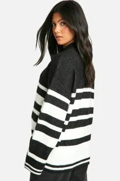 Oversized Jumpers|Jumpers*boohoo Maternity Mixed Stripe Oversized Jumper black