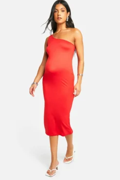 Bodycon Dresses*boohoo Maternity One Shoulder Super Soft Midaxi Dress orange
