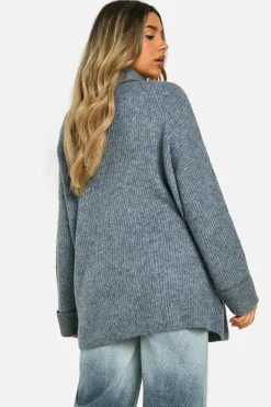 Jumpers*boohoo Maternity Roll Neck Longline Batwing Jumper charcoal