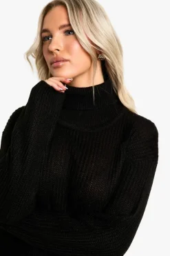 Jumper Dresses|Jumper Dresses*boohoo Maternity Roll Neck Mini Jumper Dress black