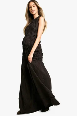 Maxi Dresses|Dresses*boohoo Maternity Shirred Maxi Dress dark brown