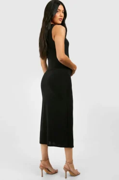 Midi Dresses*boohoo Maternity Sleeveless Square Neck Slinky Midi Dress black