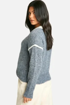 Jumpers|Up To 80% Off Winter Warmers*boohoo Maternity Soft Knit Contrast Detail Knitted V Neck Jumper grey