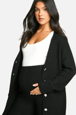 Cardigans*boohoo Maternity Soft Knit Longline Knitted Cardigan black