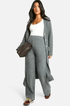 Cardigans*boohoo Maternity Soft Knit Longline Knitted Cardigan charcoal