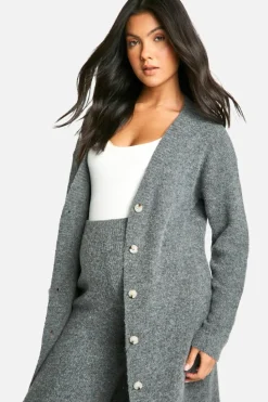 Cardigans*boohoo Maternity Soft Knit Longline Knitted Cardigan charcoal