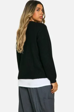 Jumpers*boohoo Maternity Soft Rib Knit Balloon Sleeve Jumper black