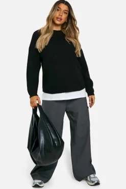 Jumpers*boohoo Maternity Soft Rib Knit Balloon Sleeve Jumper black