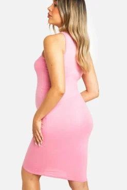 Midi Dresses*boohoo Maternity Super Soft Racer Neck Midi Dress pink