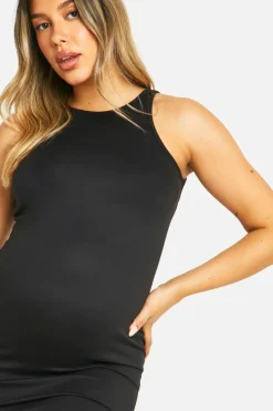 Midi Dresses*boohoo Maternity Super Soft Racer Neck Midi Dress black