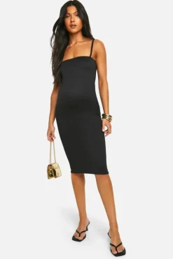Midi Dresses*boohoo Maternity Super Soft Strappy Midi Dress black