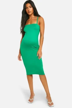 Midi Dresses*boohoo Maternity Super Soft Strappy Midi Dress bright green
