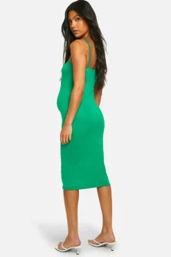 Midi Dresses*boohoo Maternity Super Soft Strappy Midi Dress bright green