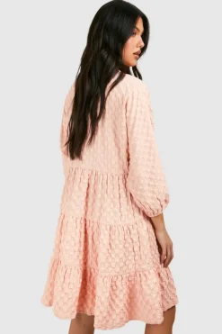 Smock Dresses*boohoo Maternity Textured Tiered V Neck Smock Dress blush