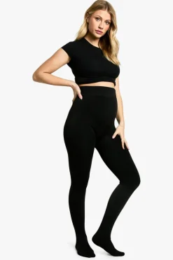 Tights & Socks|Tights & Socks*boohoo Maternity Thermal Bump Support Fleece Lined Tights black