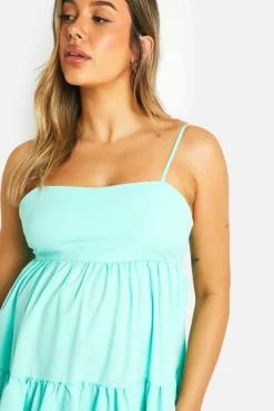 Smock Dresses|Dresses*boohoo Maternity Tiered Strappy Smock Midaxi Dress turquoise