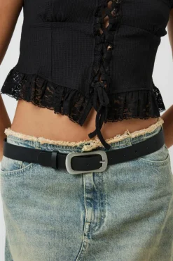 Belts*My Accessories London Matte Silver Chunky Buckle Belt Black