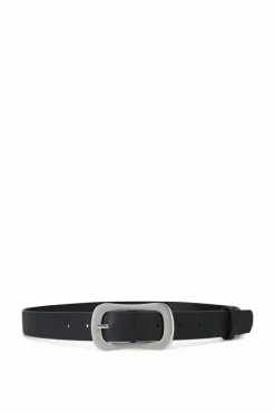 Belts*My Accessories London Matte Silver Chunky Buckle Belt Black