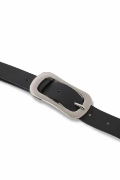 Belts*My Accessories London Matte Silver Chunky Buckle Belt Black