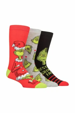 Tights & Socks|Tights & Socks*SOCKSHOP Mens and Ladies 3 Pair Grinch Cotton Socks Multi