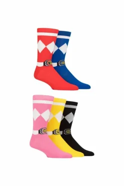 Tights & Socks|Tights & Socks*SOCKSHOP Mens and Ladies 5 Pair Power Rangers Cotton Socks Multi