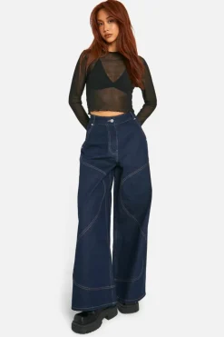 Long Sleeve Tops*boohoo Mesh Long Sleeve Crop Top black