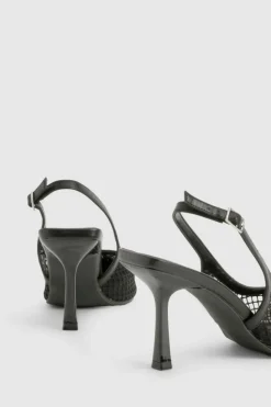 Heels*boohoo Mesh Netted Slingback Court Heels black