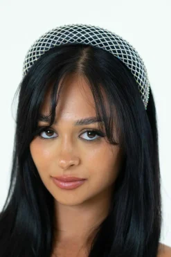Hair Accessories*My Accessories London Mesh Rhinestone Headband Silver