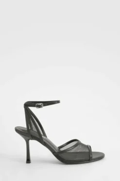 Heels*boohoo Mesh Stiletto Two Part Heels black