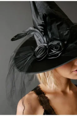 Hats & Gloves|Hats & Gloves*NastyGal Mesh Veil Witch Hat black