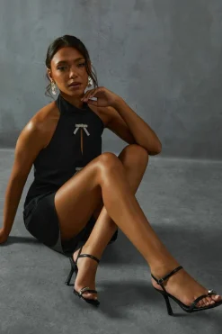 Heels*MissPap Metal Detail Barely There Heels black