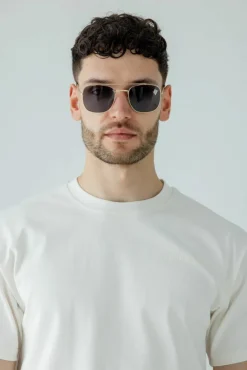 Sunglasses*SVNX Metal Frame Aviator Style Square Sunglasses Gold