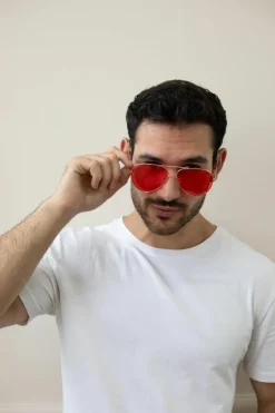 Sunglasses*SVNX Metal Frame Aviator Sunglasses Silver
