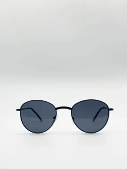 Sunglasses*SVNX Metal Frame Round Sunglasses Black