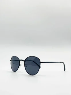 Sunglasses*SVNX Metal Frame Round Sunglasses Black