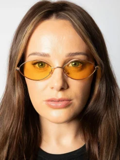 Sunglasses*SVNX Metal Oval Frame Sunglasses with Lenses Orange