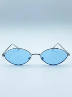 Sunglasses*SVNX Metal Oval Frame Sunglasses with Lenses Blue
